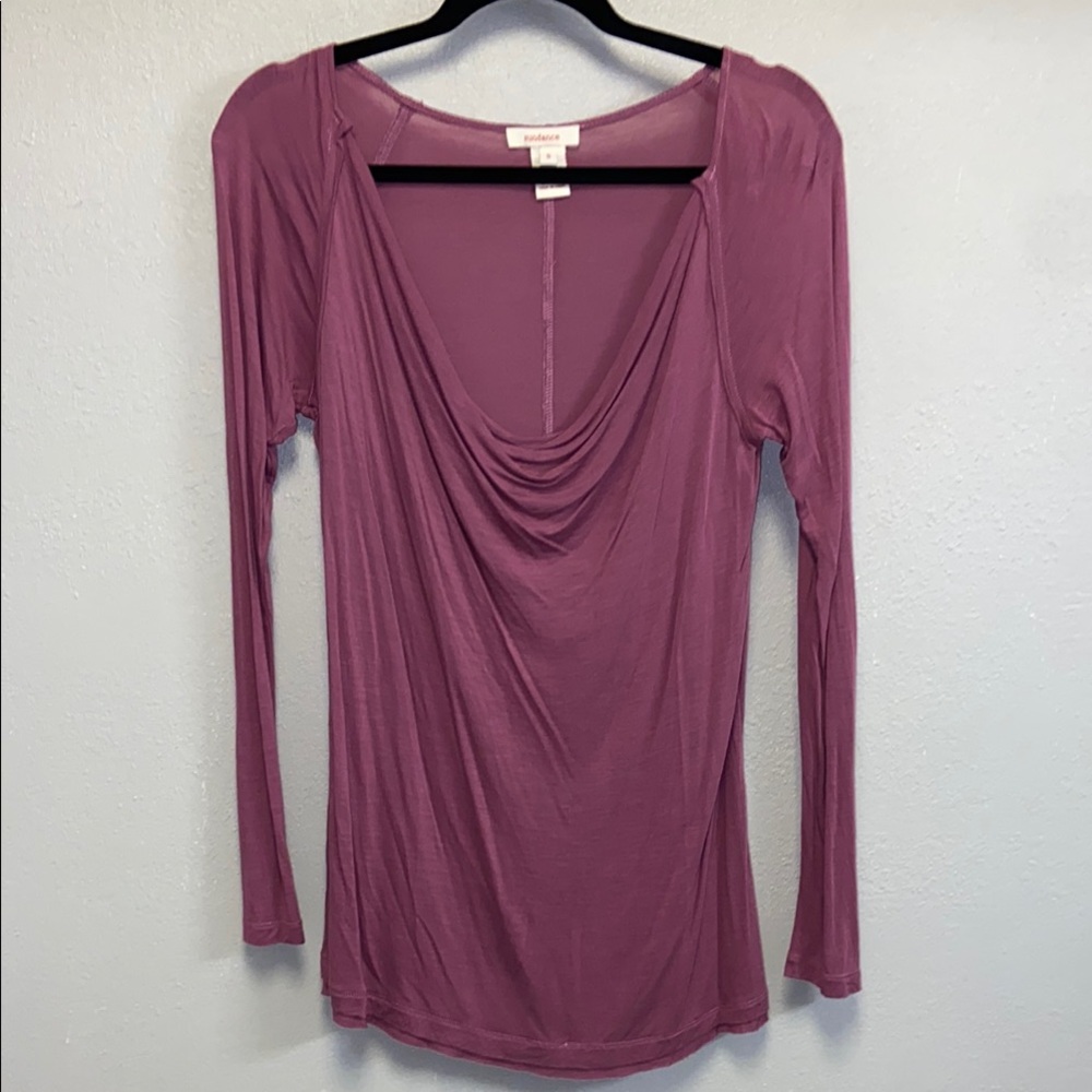 Sundance Draped Neckline Mauve Long Sleeve Tee 3520